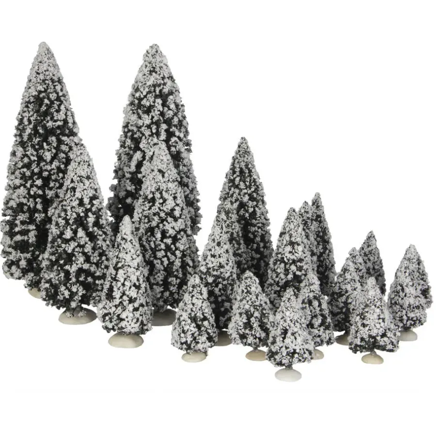 Luville Collectables LuVille Kerstdorp Miniatuur Evergreen Bomen - 21 Stuks - H22 x Ø8 cm