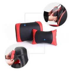 Gamestoelen-Bobbel Home Luxe Gamestoel - Met Hoofdkussen - Kunstleer - Zwart & Rood