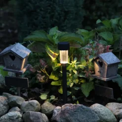 Prikspots-LuxForm Solar tuinlamp - 1x - zwart - LED warm wit - D4,7 x H32,5 cm