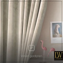 Kant &Amp; Klaar Gordijnen-LW Collection Gordijnen beige 270X140CM velvet kant en klaar 1 stuk