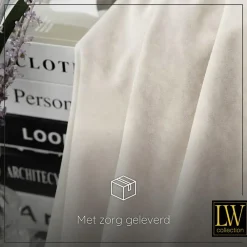 Kant &Amp; Klaar Gordijnen-LW Collection Gordijnen beige 270X140CM velvet kant en klaar 1 stuk