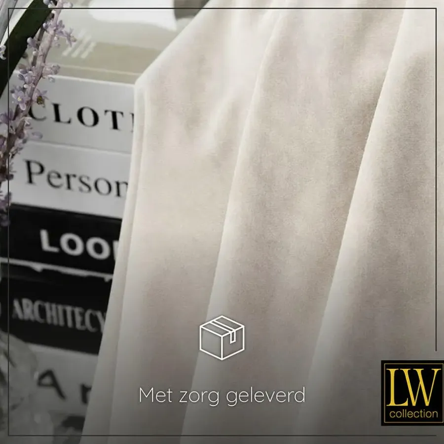 Kant &Amp; Klaar Gordijnen-LW Collection Gordijnen beige 270X140CM velvet kant en klaar 1 stuk