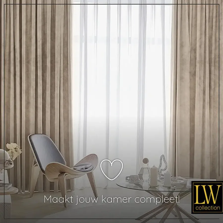 LW Collection Gordijnen beige 240x140CM met haakjes Velvet 1 stuk