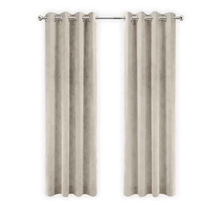 LW Collection Gordijnen Beige 270x290cm Velvet Kant en klaar 1 stuk