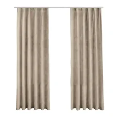 Gordijnen|Kant &Amp; Klaar Gordijnen-LW Collection Gordijnen beige 270x140CM met haakjes Velvet 1 stuk