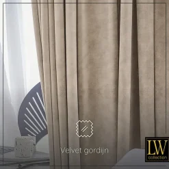 Gordijnen|Kant &Amp; Klaar Gordijnen-LW Collection Gordijnen beige 270x140CM met haakjes Velvet 1 stuk