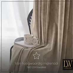 Gordijnen|Kant &Amp; Klaar Gordijnen-LW Collection Gordijnen beige 270x140CM met haakjes Velvet 1 stuk