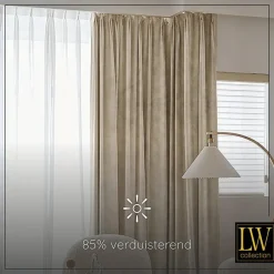 Gordijnen|Kant &Amp; Klaar Gordijnen-LW Collection Gordijnen beige 270x140CM met haakjes Velvet 1 stuk