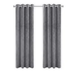 Kant &Amp; Klaar Gordijnen-LW Collection Gordijnen Grijs 270x290cm Velvet Kant en klaar 1 stuk