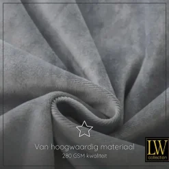 Kant &Amp; Klaar Gordijnen-LW Collection Gordijnen Grijs 270x290cm Velvet Kant en klaar 1 stuk