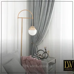 Kant &Amp; Klaar Gordijnen-LW Collection Gordijnen Grijs 270x290cm Velvet Kant en klaar 1 stuk