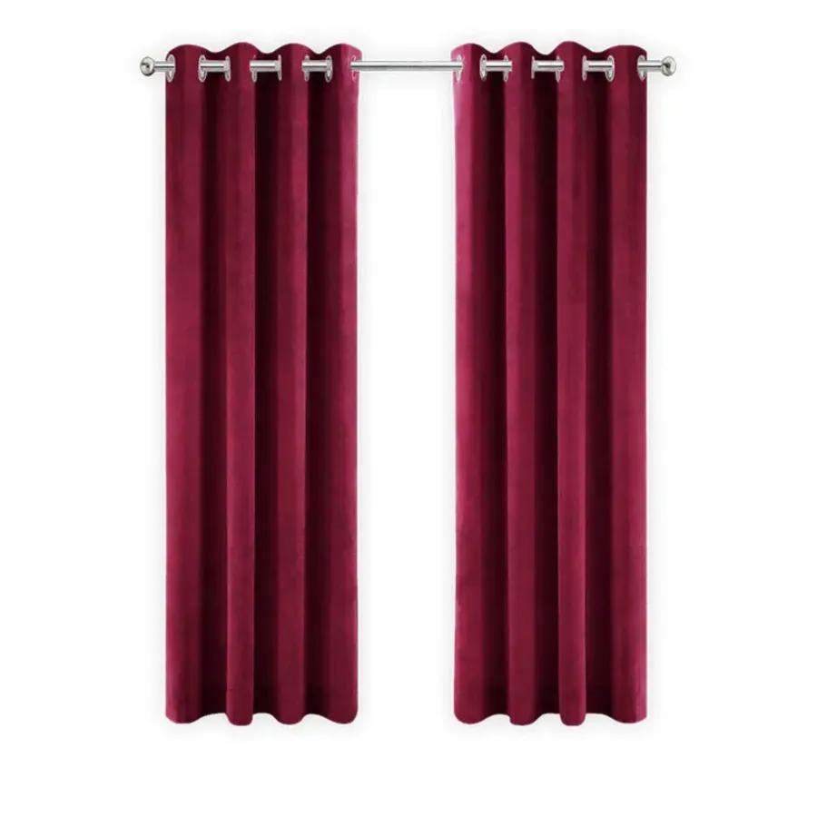 LW Collection Gordijnen Rood 245x290cm Velvet Kant en klaar 1 stuk