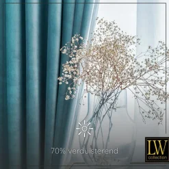 Kant &Amp; Klaar Gordijnen-LW Collection Gordijnen Turquoise 245x290cm Velvet Kant en klaar 1 stuk