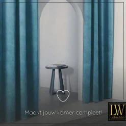 Kant &Amp; Klaar Gordijnen-LW Collection Gordijnen Turquoise 245x290cm Velvet Kant en klaar 1 stuk