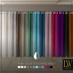 LW Collection Gordijnen Zwart 245x290cm Velvet Kant en klaar 1 stuk