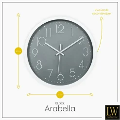 Klokken-LW Collection Keukenklok Arabella grijs 30cm
