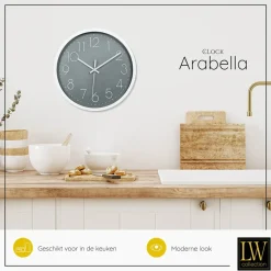 Klokken-LW Collection Keukenklok Arabella grijs 30cm