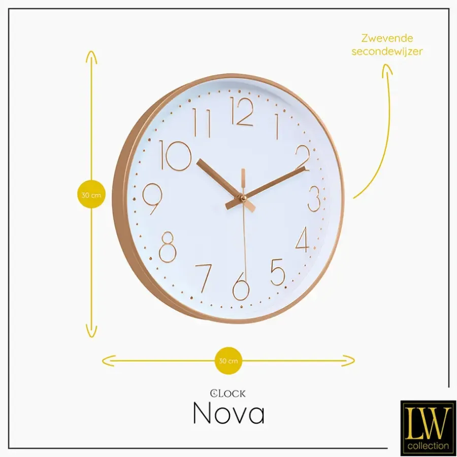 LW Collection Keukenklok Nova rosé 30cm