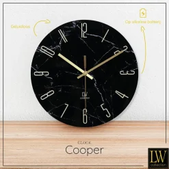 Klokken-LW Collection Keukenklok Cooper zwart marmer 30cm