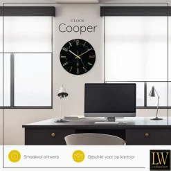 Klokken-LW Collection Keukenklok Cooper zwart marmer 30cm