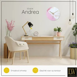 Klokken-LW Collection Keukenklok Andrea wit roze 30cm
