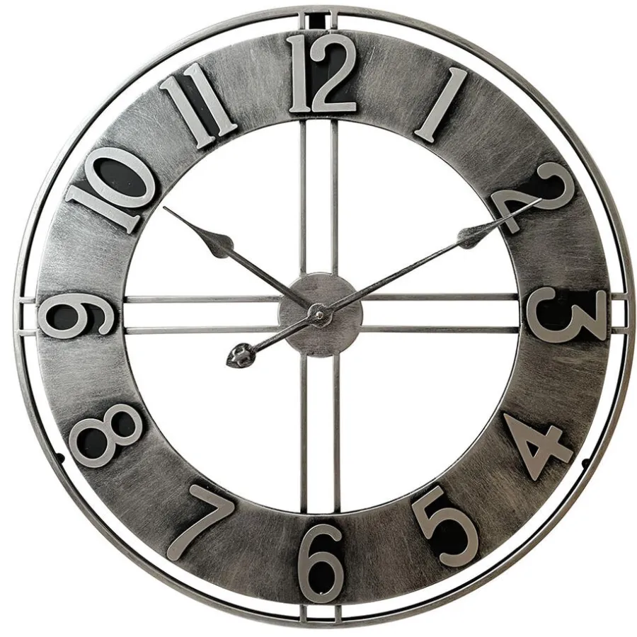 Klokken-LW Collection Wandklok Becka grijs zilver 60cm