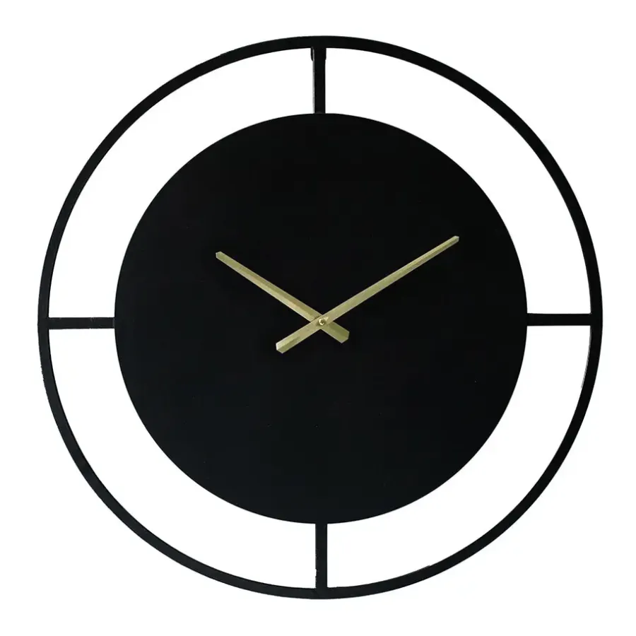 LW Collection Wandklok Danial zwart goud 60cm