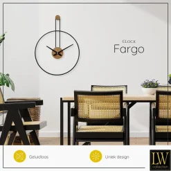 Klokken-LW Collection Wandklok Fargo zwart 55cm