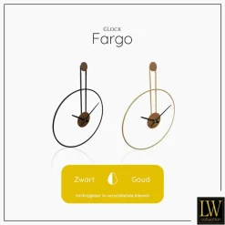 Klokken-LW Collection Wandklok Fargo zwart 55cm