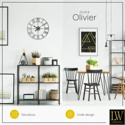 Klokken-LW Collection Wandklok Olivier zilver 40cm