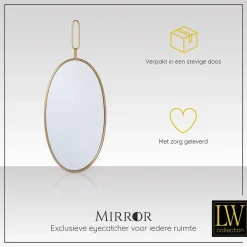 LW Collection Wandspiegel goud rond ovaal 45x96 cm metaal