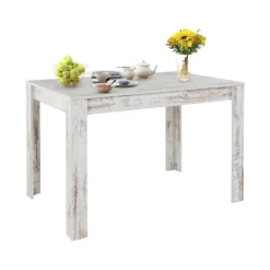 Rechthoekige Eettafels-Loft24 Lynn - Eettafel 120x90 cm 6 personen in antiek wit MDF