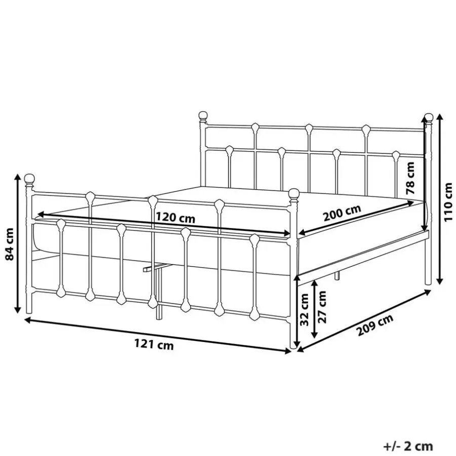 Leen Bakker LYNX - Tweepersoonsbed - Zwart - 120 x 200 cm - Metaal