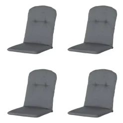 Tuinstoelkussens-Madison - Kuipstoelkussen Hoge Rug Rib grey - Ca. 96x45 cm - Set van 4