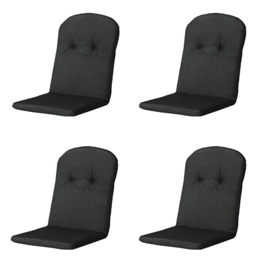 Tuinstoelkussens-Madison - Kuipstoelkussen Hoge Rug Rib black - Ca. 96x45 cm - Set van 4