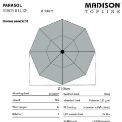 Madison - Parasol Paros II Round Safier Blue - 300cm - Blauw