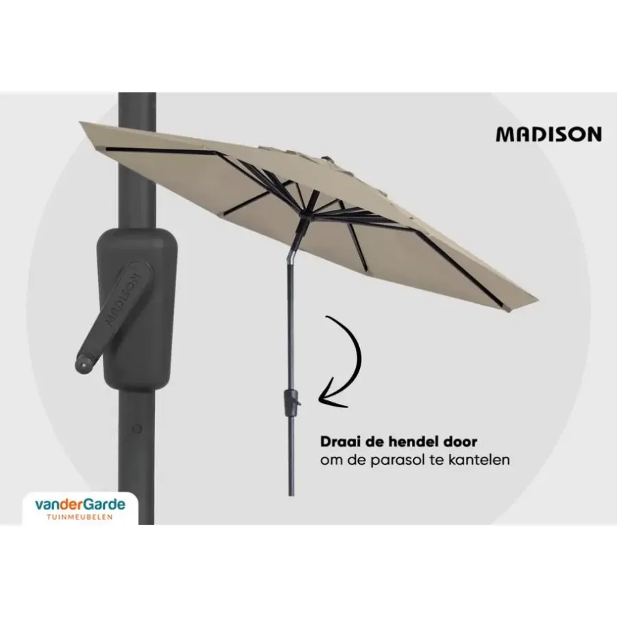Madison - Parasol Paros II Round Sage Green - 300cm - Groen