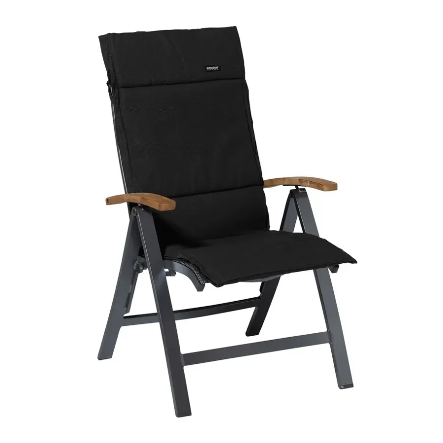 Madison - Tuinkussen Fiber Deluxe Rib black - Ca. 125x50 cm - Set van 4
