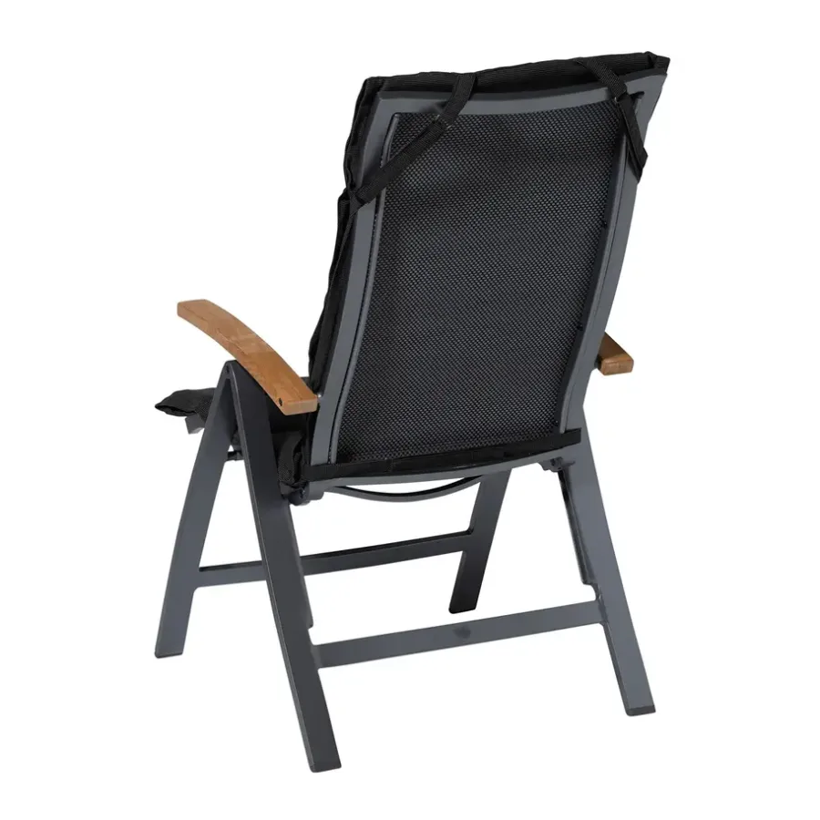 Madison - Tuinkussen Fiber Deluxe Rib black - Ca. 125x50 cm - Set van 4
