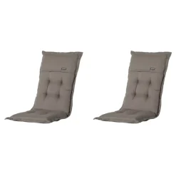 Tuinstoelkussens-Madison - Tuinkussens Hoge Rug Rib Liver - 123x50 - Bruin/Grijs - 2 Stuks