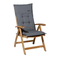 Madison - Tuinkussens Hoge Rug Rib Grey - 123x50 - Grijs - 2 Stuks