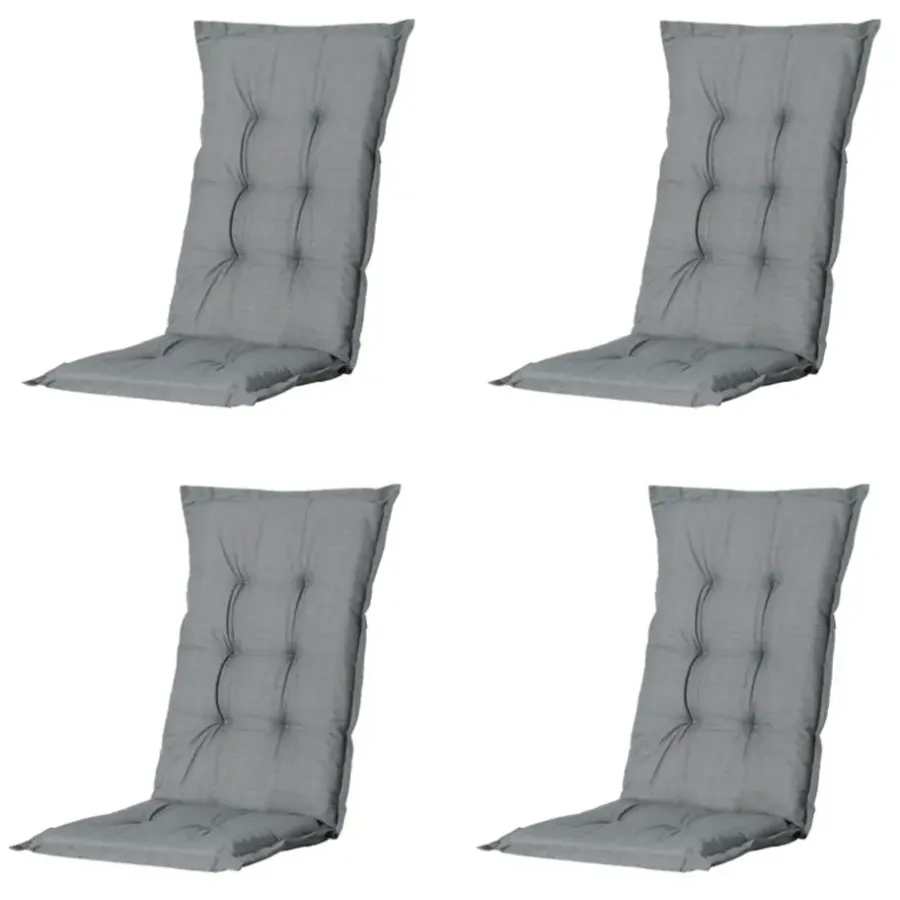 Tuinstoelkussens-Madison - Tuinstoelkussen Hoge Rug Basic grey - Ca. 123x50 cm - Set van 4