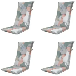 Madison - Tuinstoelkussen Hoge Rug Grafi salmone - Ca. 123x50 cm - Set van 4