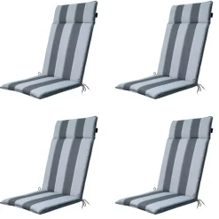 Tuinstoelkussens-Madison - Tuinstoelkussen Hoge Rug Banda grey - Ca. 120x50 cm - Set van 4