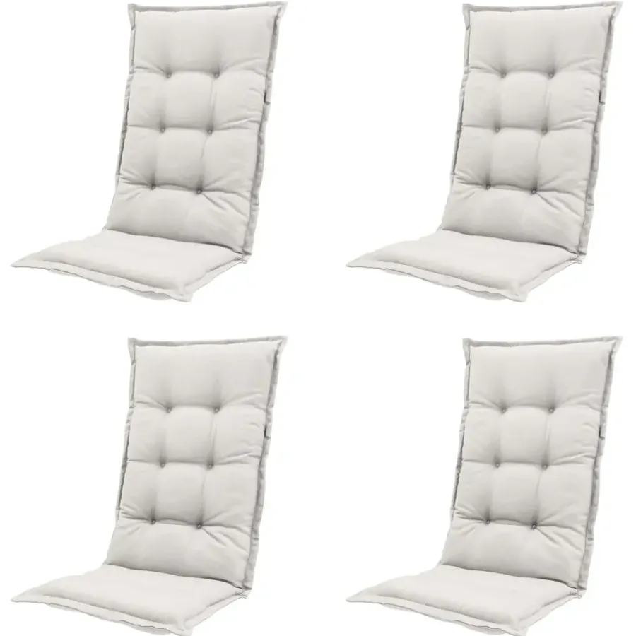 Tuinstoelkussens-Madison - Tuinstoelkussen Hoge Rug Napels sand - Ca. 123x50 cm - Set van 4