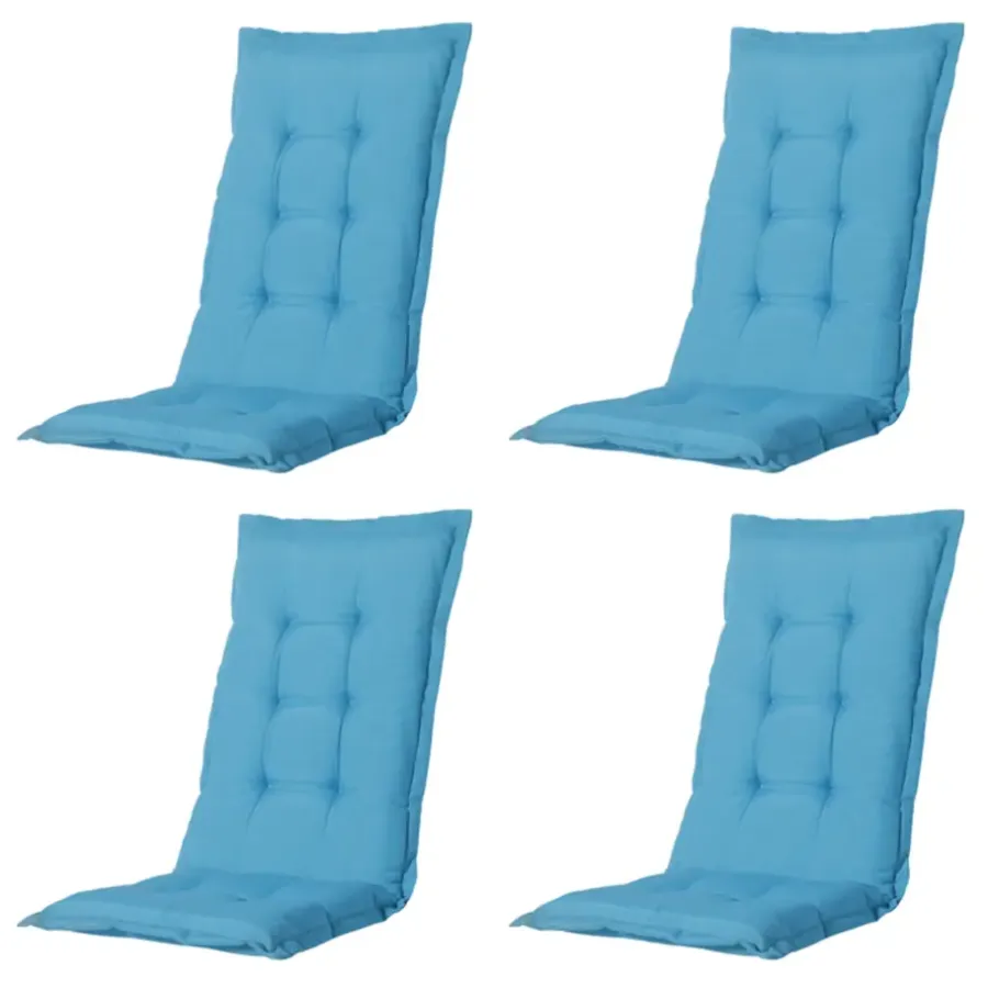 Madison - Tuinstoelkussen Hoge Rug Panama aqua - Ca. 123x50 cm - Set van 4