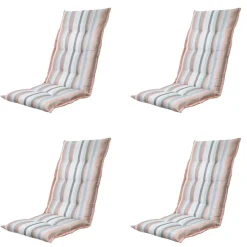 Madison - Tuinstoelkussen Hoge Rug Righe salmone - Ca. 123x50 cm - Set van 4