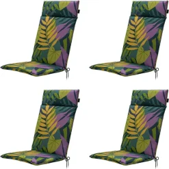 Tuinstoelkussens-Madison - Tuinstoelkussen Hoge Rug Iven green - Ca. 120x50 cm - Set van 4