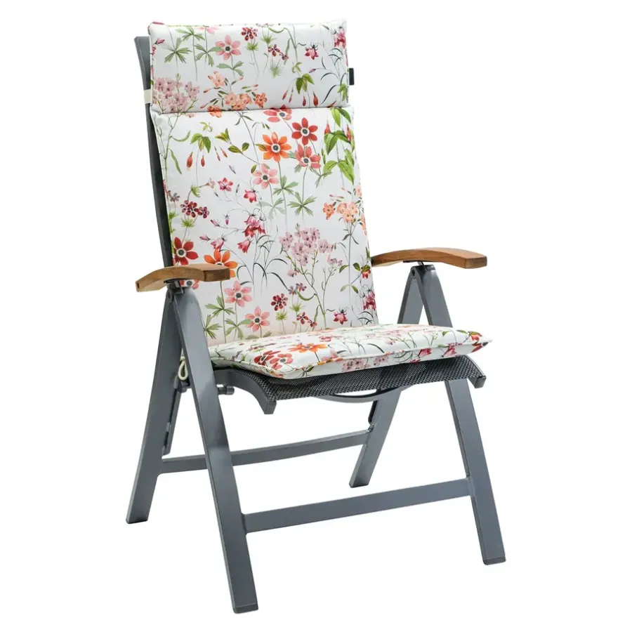 Madison - Tuinstoelkussen Hoge Rug Milly natural - Ca. 120x50 cm - Set van 4