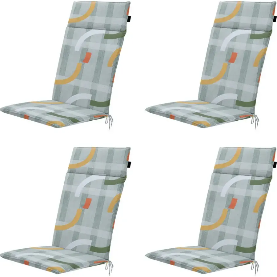 Madison - Tuinstoelkussen Hoge Rug Tess orange - Ca. 120x50 cm - Set van 4